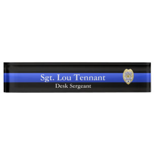 Thin Blue Line - Sergeant Abzeichen Rank Namensplakette