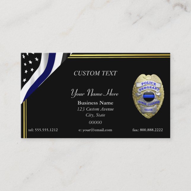 Thin Blue Line sergeant Business Card Visitenkarte (Vorderseite)