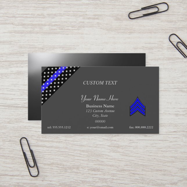 Thin Blue Line sergeant Business Card Visitenkarte (Vorderseite/Rückseite Beispiel)