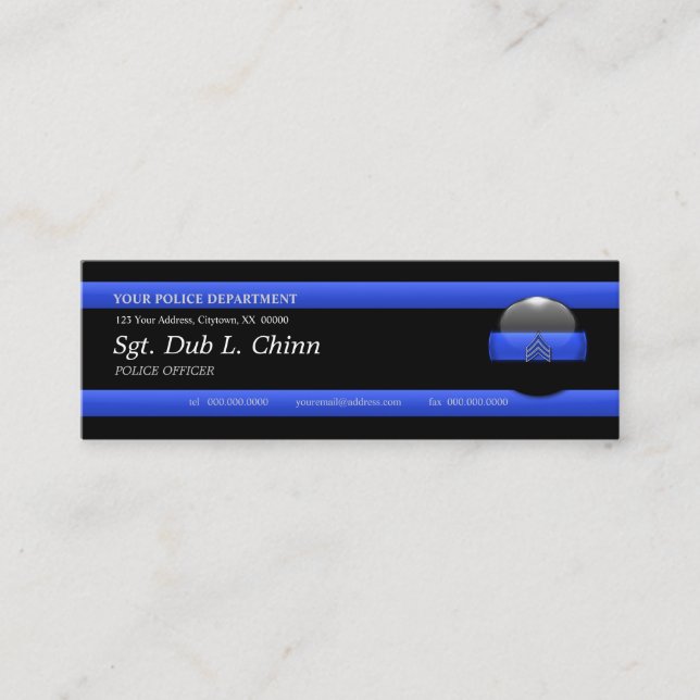 Thin Blue Line sergeant Custom Business Card Mini Visitenkarte (Vorderseite)