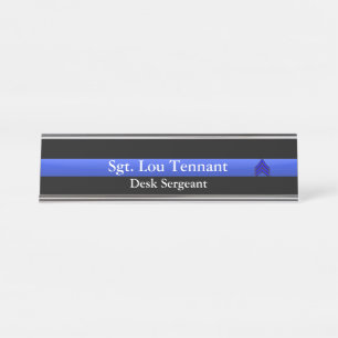 Thin Blue Line - Sergeant Stripes Rank Namplate Schreibtischnamensplakette
