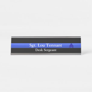 Thin Blue Line - Sergeant Stripes Rank Namplate Schreibtischnamensplakette
