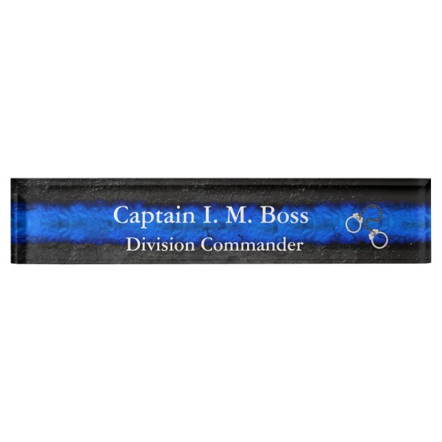 Thin Blue Line - Shackles Desk Namplate Namensplakette (Vorderseite)