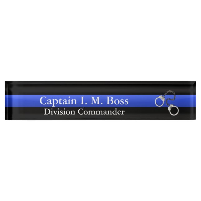 Thin Blue Line - Shackles Desk Namplate Namensplakette (Vorderseite)