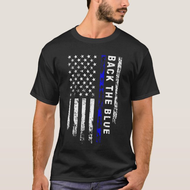 Thin Blue Line Shirt für Strafverfolgung (Vorderseite)