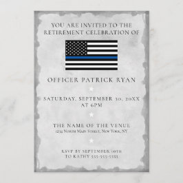 Thin Blue Line Silver Police Flag Retirement Party Einladung