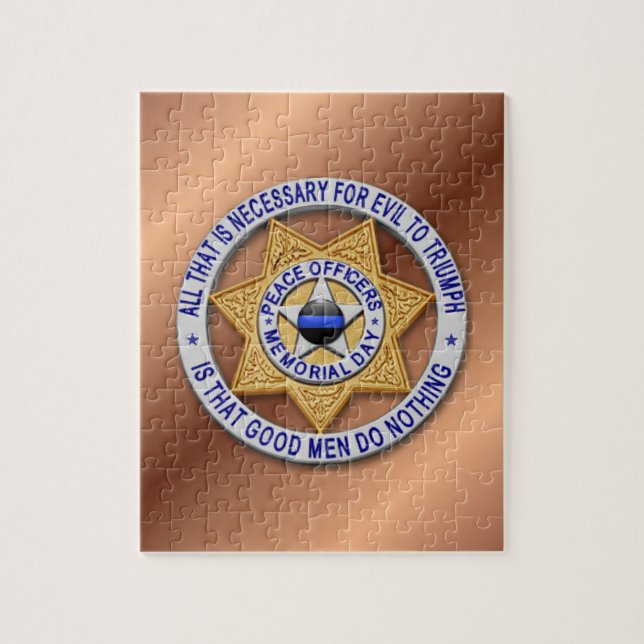 Thin Blue Line Star Abzeichen Puzzle (Vertikal)