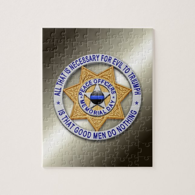 Thin Blue Line Star Abzeichen Puzzle (Vertikal)