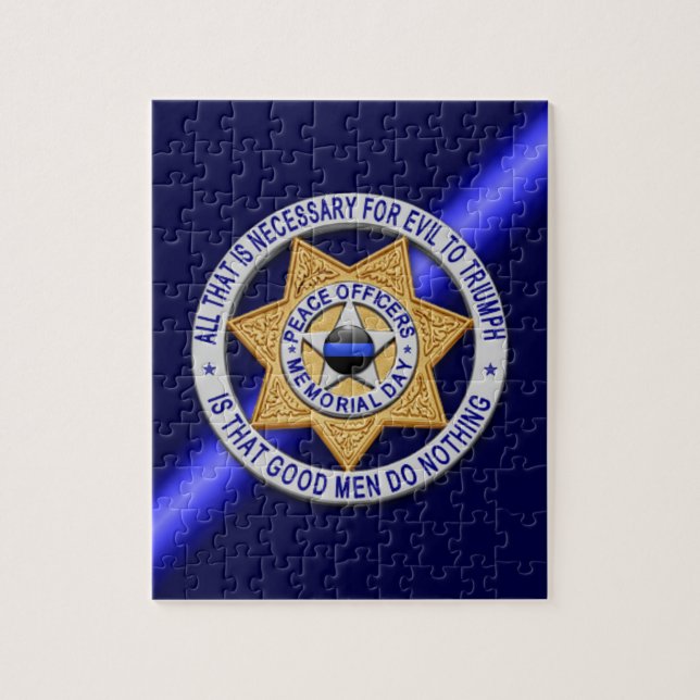 Thin Blue Line Star Abzeichen Puzzle (Vertikal)