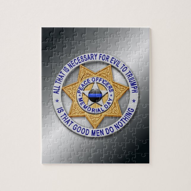 Thin Blue Line Star Abzeichen Puzzle (Vertikal)
