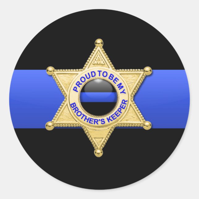Thin Blue Line Stellvertretendes Abzeichen Runder Aufkleber (Vorderseite)