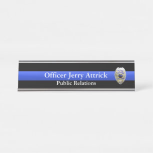 Thin Blue Line - Super Hi Res Police Officer Abzei Schreibtischnamensplakette