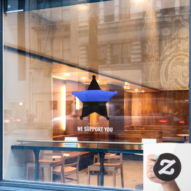 Thin Blue Line Supporter Fensterklammer Fensteraufkleber (Café-Fenster)