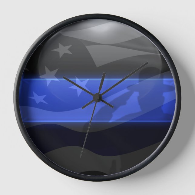 Thin Blue Line Trooper Flaggen-Gruß Uhr (Vorderseite)