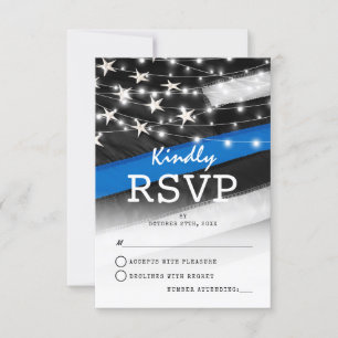Thin Blue Line  UAWG der Polizeiflagge RSVP Karte