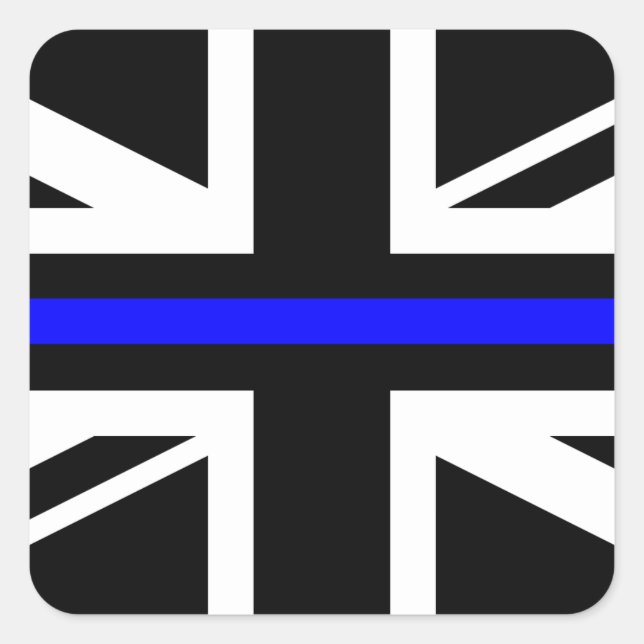 Thin Blue Line - UK Quadratischer Aufkleber (Vorderseite)