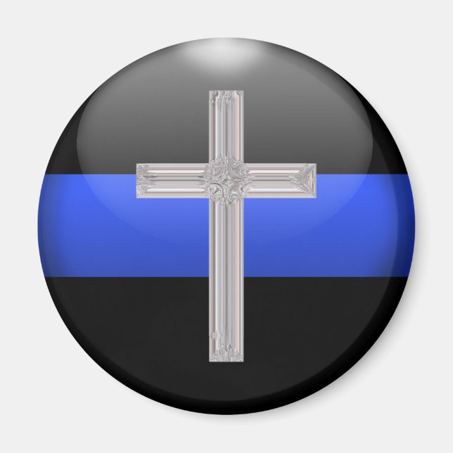 Thin Blue Line und Crystal Cross Magnet (Vorne)
