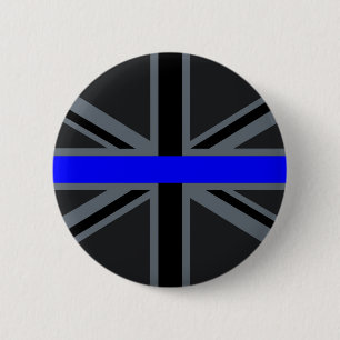 Thin Blue Line Union Jack Decor Button