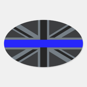 Thin Blue Line Union Jack Decor Ovaler Aufkleber