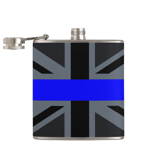 Thin Blue Line Union Jack Design Flachmann (Geöffnet)