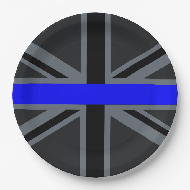 Thin Blue Line Union Jack Design Pappteller (Vorderseite)