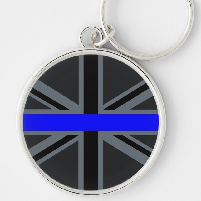 Thin Blue Line Union Jack Design Schlüsselanhänger (Vorne)