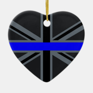 Thin Blue Line Union Jack Graphic Keramikornament