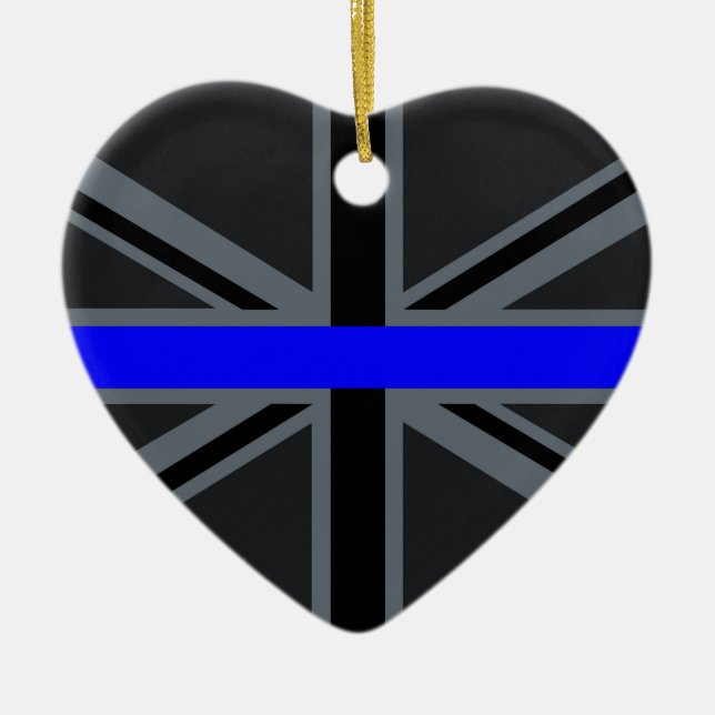 Thin Blue Line Union Jack Graphic Keramikornament (Vorne)