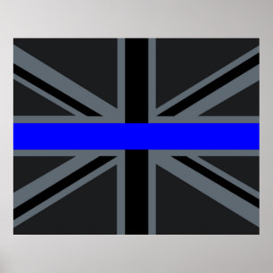 Thin Blue Line Union Jack Style Poster