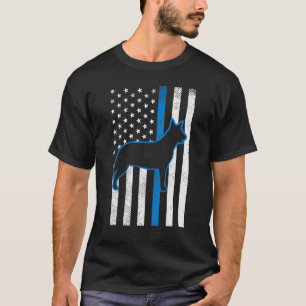 Thin Blue Line US-Flag Heeler Polizei Rinderhund P T-Shirt