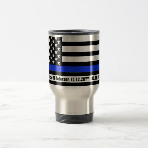 Thin Blue Line US Flag Polizeivollstreckung PD Reisebecher