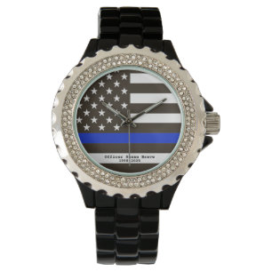*~* Thin Blue Line USA Flaggenpolizei Offizier Fra Armbanduhr