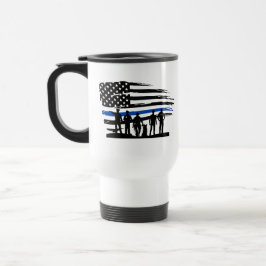 Thin Blue Line, USA Police Support, USA Flag Reisebecher