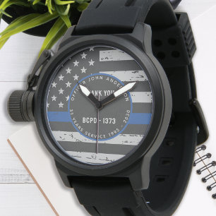 Thin Blue Line Vielen Dank Ruhestandspolizei Armbanduhr