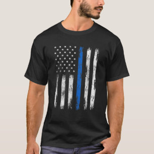 Thin Blue Line Vintag USA Flag Patriots T-Shirt