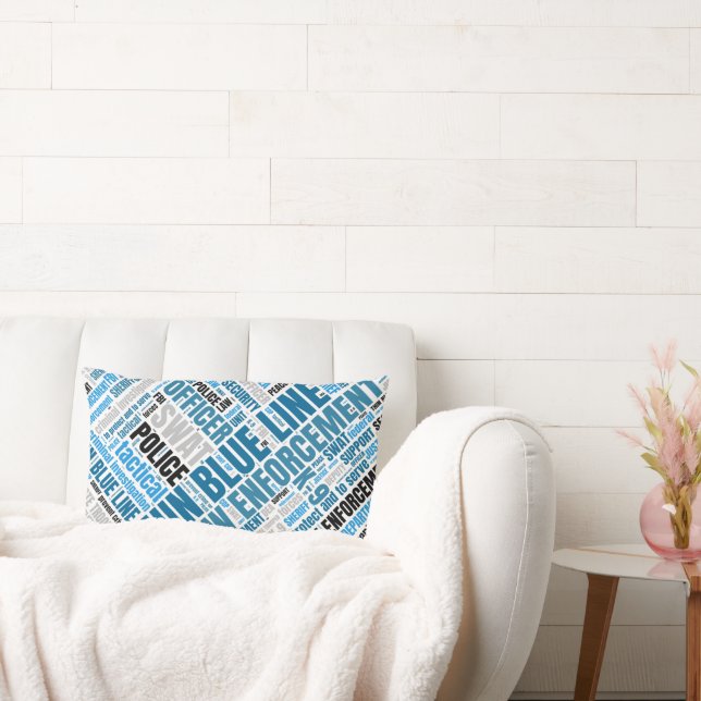Thin Blue Line Word Cloud Throw Kissen (Liege)