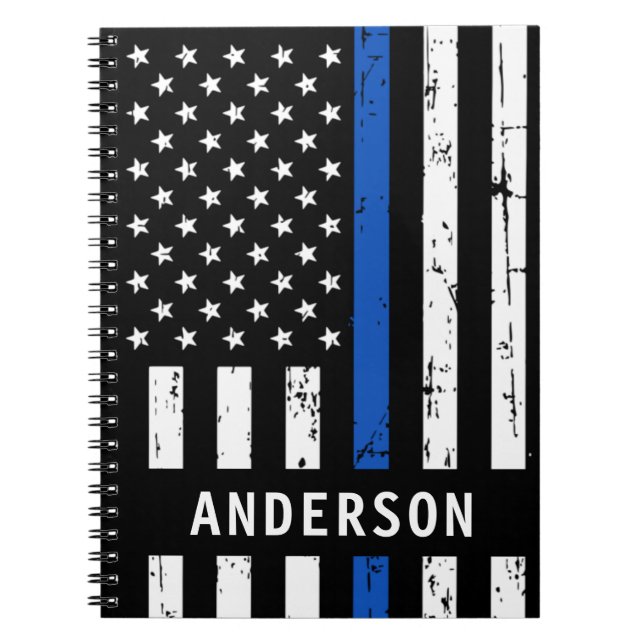 Thin Blue LinePersonalized Police Officer Notebook Notizblock (Vorderseite)