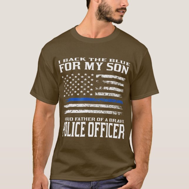 Thin Blue    LineStolzer Vater des Polizeibeamten T-Shirt (Vorderseite)