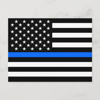 "THIN BLUE LINIE AUF FLAG" POSTKARTE