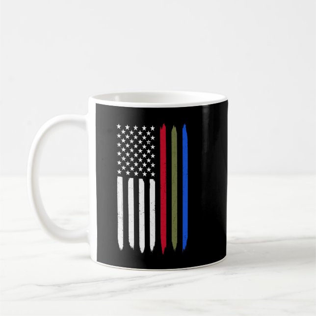 Thin Blue Red Green Line American Flag Police Mili Kaffeetasse (Links)