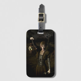 Thin female carrying lamp gepäckanhänger