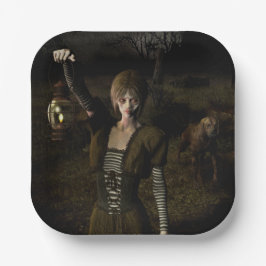 Thin female carrying lamp pappteller