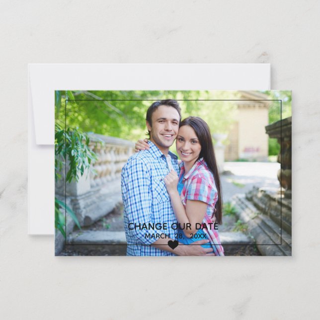 Thin Gerahmtes Foto - 3x5 Ändern Sie unser Datum Einladung (Vorderseite)
