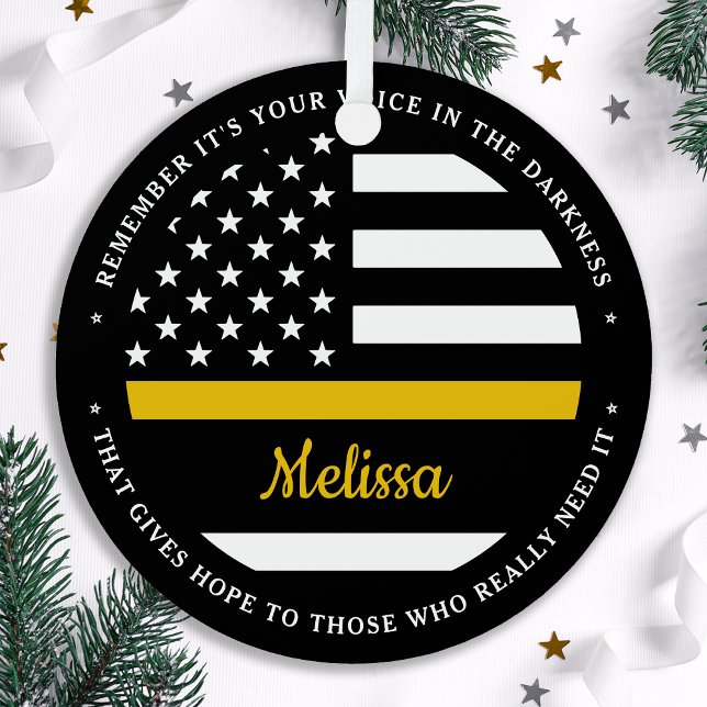 Thin Gold Line 911 Dispatcher Weihnachten Ornament Aus Metall (Von Creator hochgeladen)
