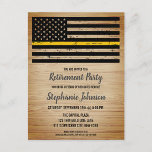 Thin Gold Line 911 Polizeirezept Ankündigungspostkarte