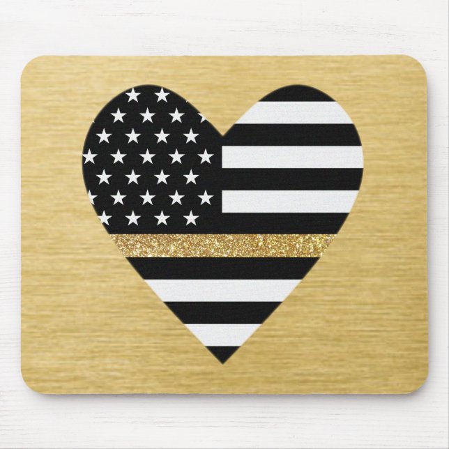 Thin Gold Line Glitzer Herz Mousepad (Vorne)