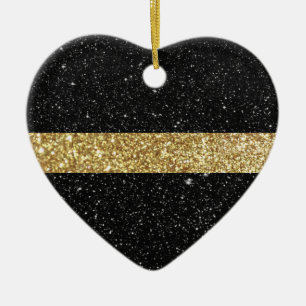 Thin Gold Line Glitzer Keramik Ornament