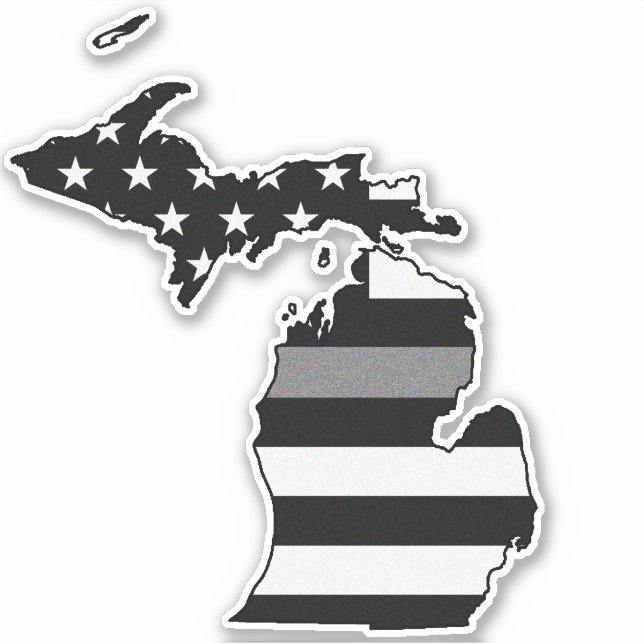 Thin Gray Line Flag Michigan Aufkleber (Vorderseite)
