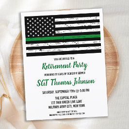 Thin Green Line American Flag Military Retication Ankündigungspostkarte