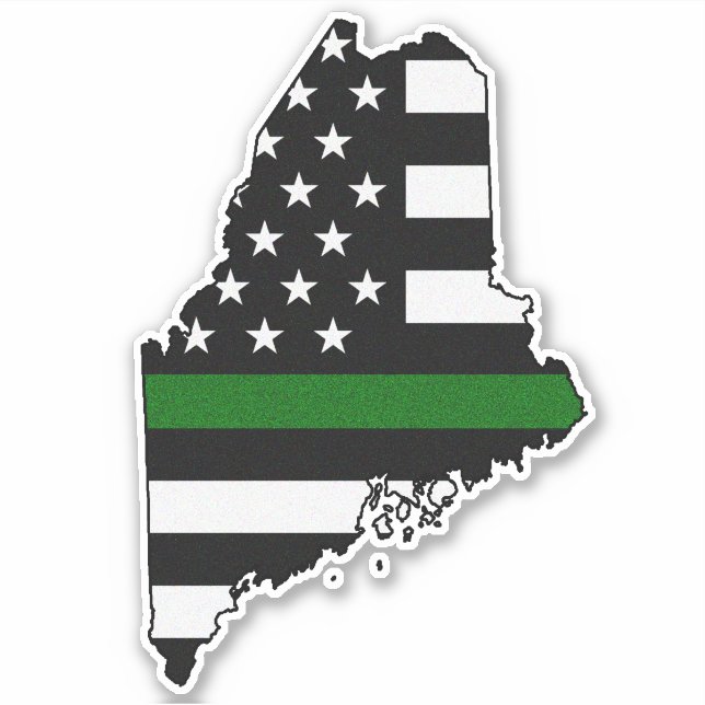 Thin Green Line Flag Maine Aufkleber (Vorderseite)